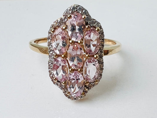 9ct Gold Morganite & Zircon Ring