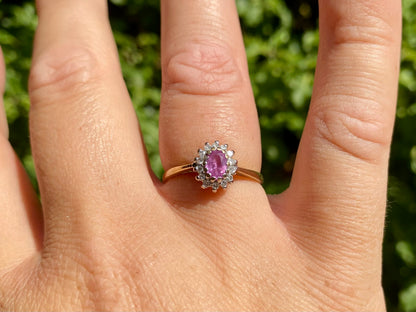 9ct Gold Pink Sapphire & Diamond Ring