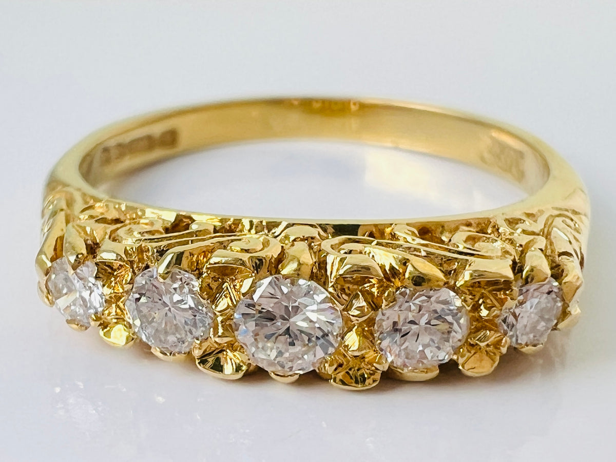 Vintage 18ct Gold Five-Stone Diamond Ring