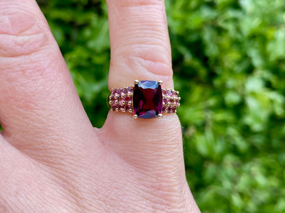 9ct Gold Rhodolite Garnet & Pink Tourmaline Ring