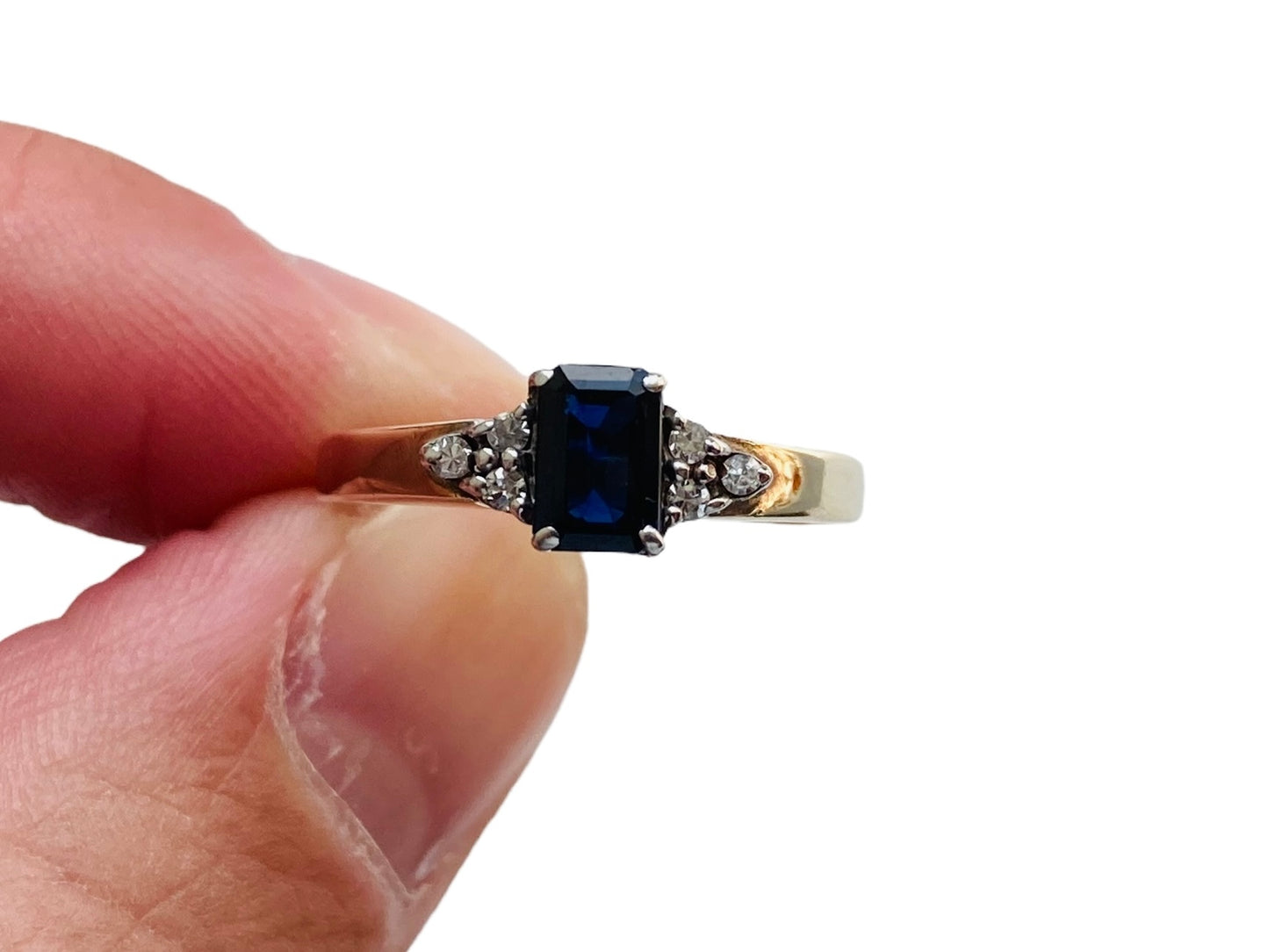 Vintage 9ct Gold Sapphire & Diamond Ring