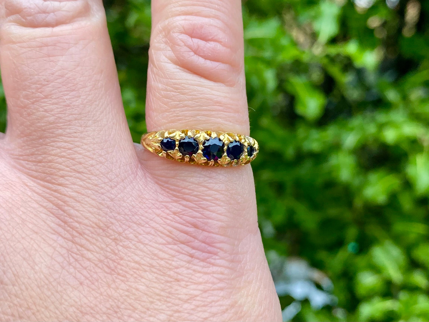 Vintage 18ct Gold Five-Stone Sapphire Ring