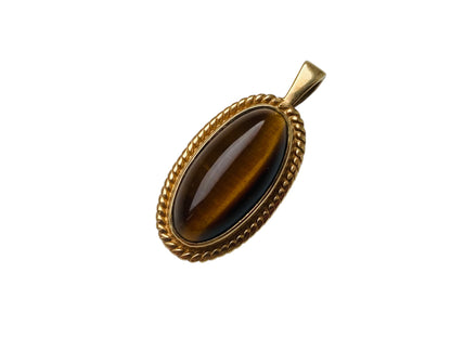 Vintage 9ct Gold Tiger Eye Pendant