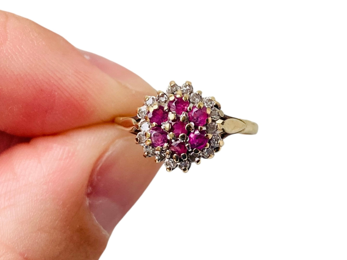 Vintage 9ct Gold Ruby & Diamond Ring