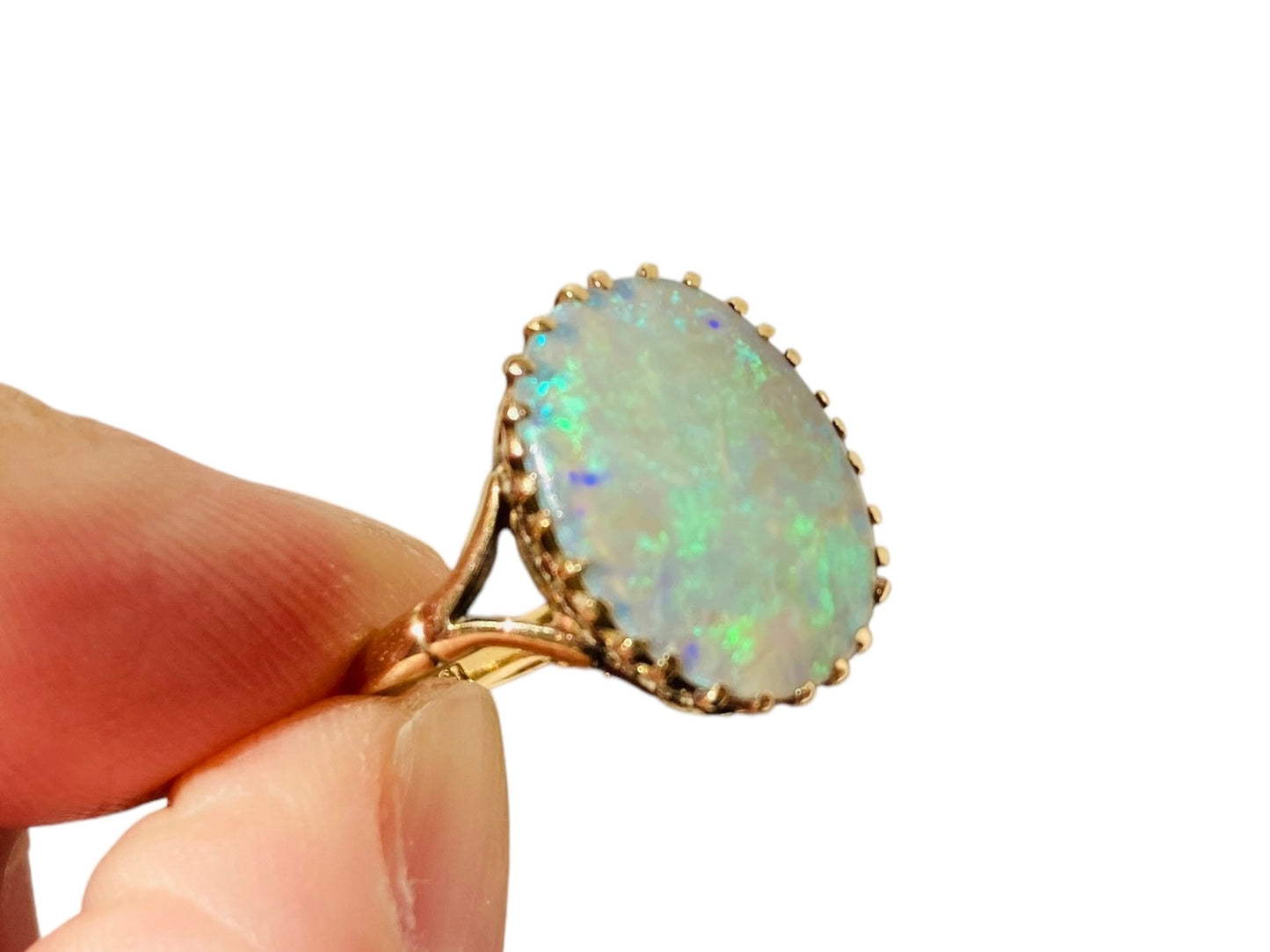 Antique 9ct Gold Opal Doublet Ring