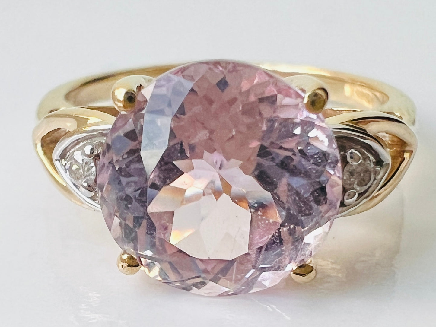 9ct Gold Pink Kunzite & Diamond Ring