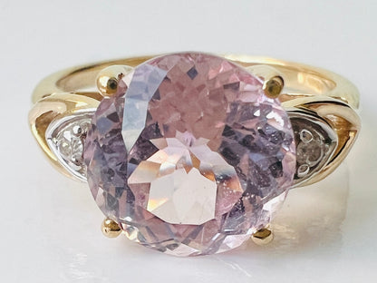 9ct Gold Pink Kunzite & Diamond Ring