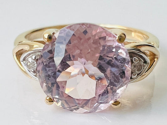 9ct Gold Pink Kunzite & Diamond Ring