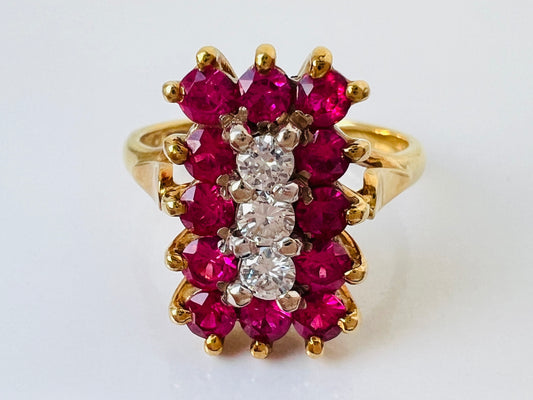Vintage 18ct Gold Ruby & Diamond Ring