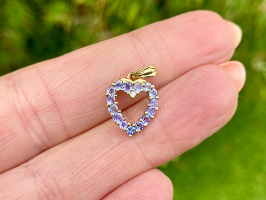 9ct Gold Tanzanite & Diamond Heart Pendant