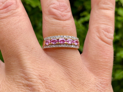 9ct Gold Pink Sapphire & Diamond Ring