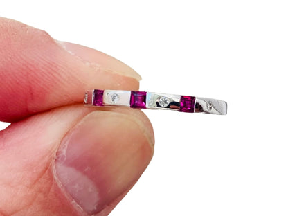 9ct Gold Ruby & Diamond Stacking Ring