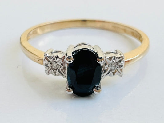 9ct Gold Sapphire & Diamond Ring