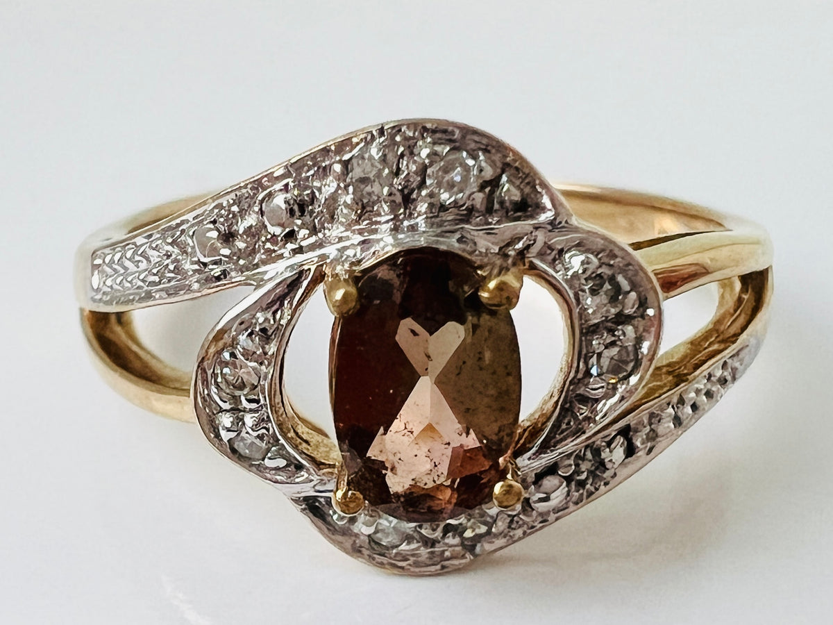 9ct Gold Golden Tanzanite & Diamond Ring