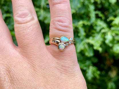 9ct Gold Opal & Diamond Ring
