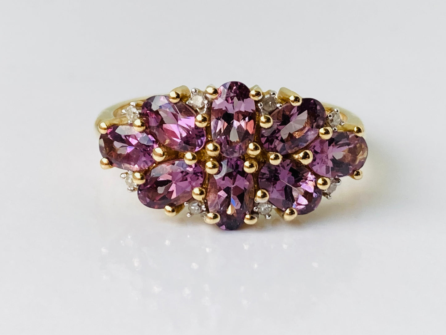 9ct Gold Purple Spinel & Diamond Ring
