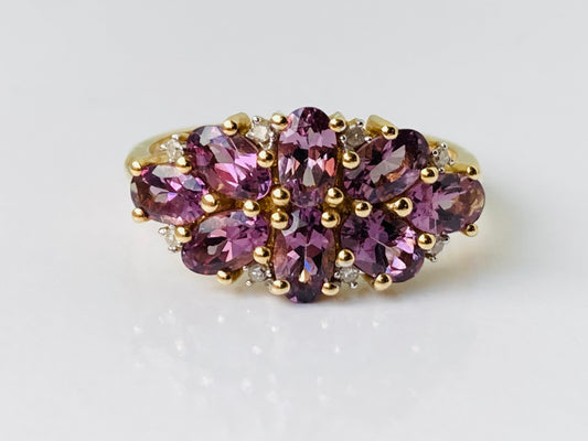 9ct Gold Purple Spinel & Diamond Ring