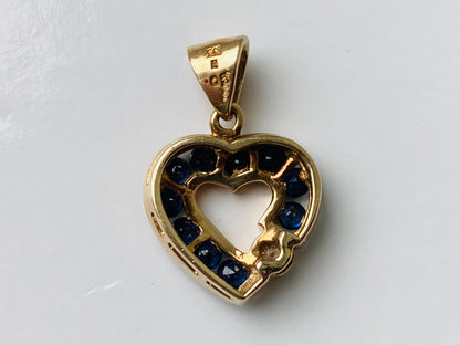 9ct Gold Sapphire & Diamond Heart Pendant