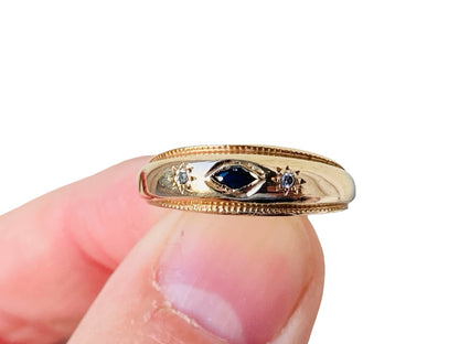 9ct Gold Sapphire & Diamond Ring