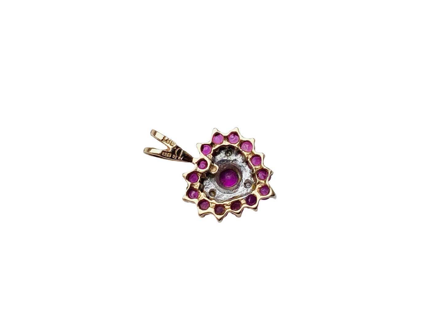 Vintage 9ct Gold Ruby & Diamond Pendant