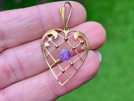 Antique 9ct Gold Amethyst Pendant