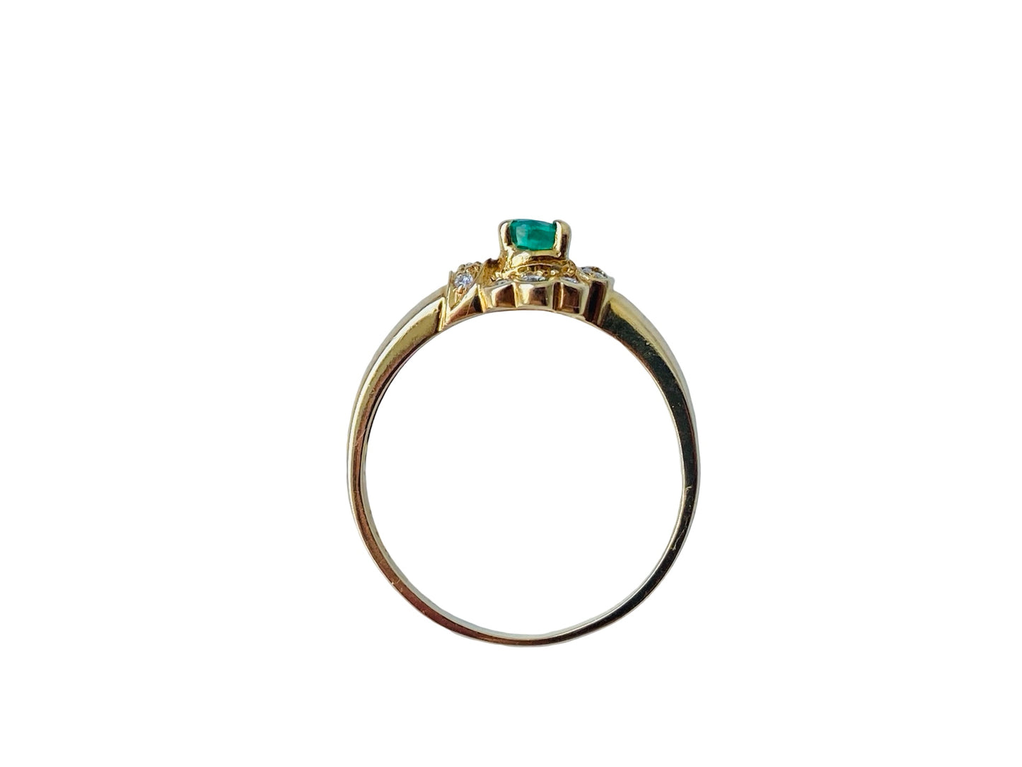 Vintage 18ct Gold Emerald & Diamond Ring