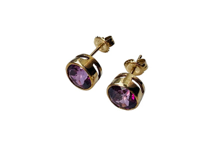 9ct Gold Purple/Pink Tourmaline Earrings