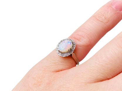 Vintage 9ct Gold Opal & Diamond Ring