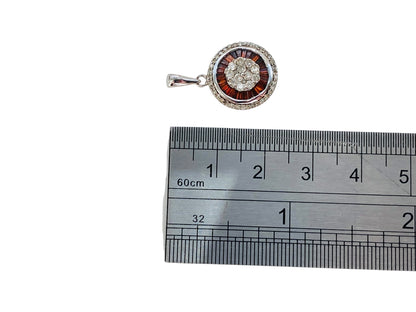 9ct Gold White & Red Diamond Pendant