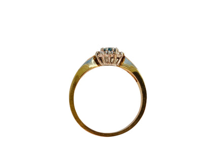 Vintage 9ct Gold Heart Shaped Topaz & Diamond Ring