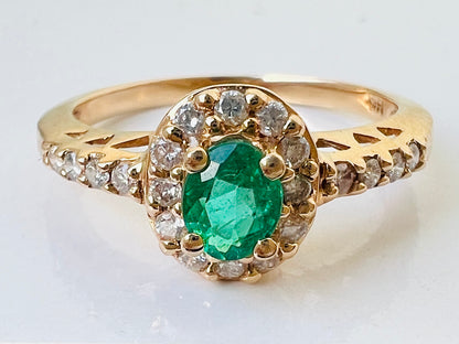 14ct Gold Emerald & Diamond Ring