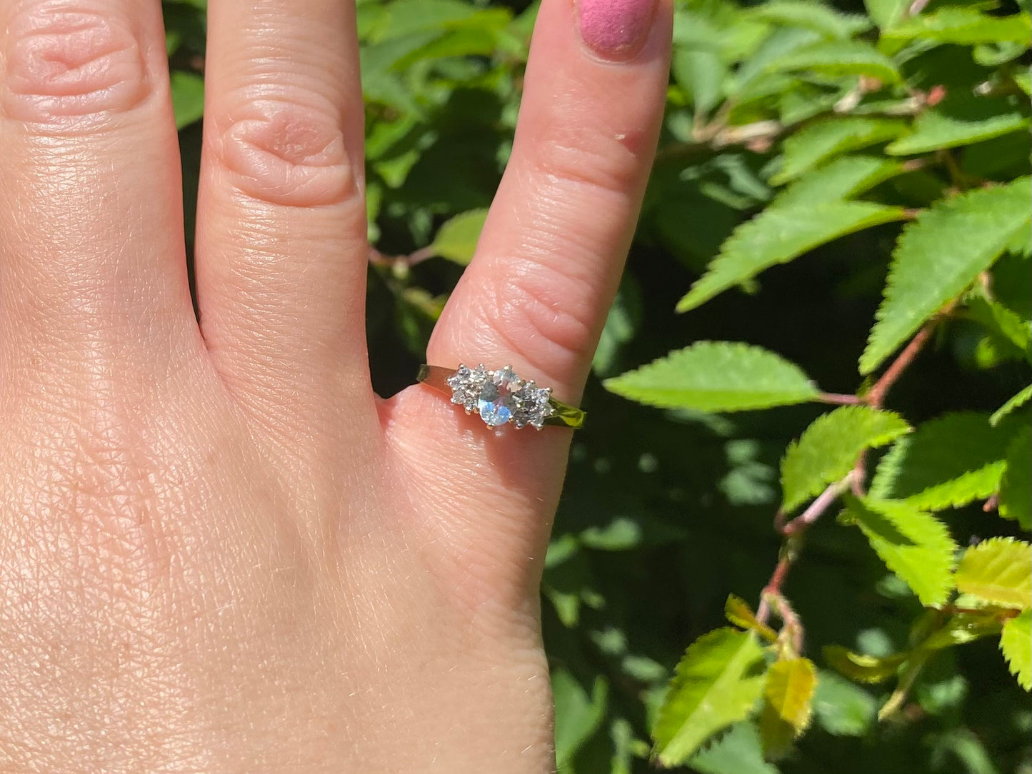 9ct Gold Aquamarine & Diamond Ring