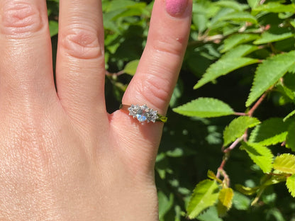 9ct Gold Aquamarine & Diamond Ring