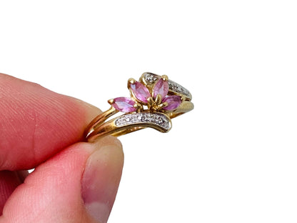 9ct Gold Pink Sapphire & Diamond Ring