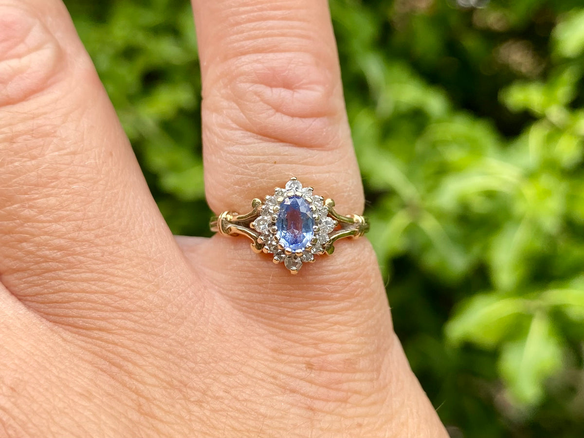 Vintage 9ct Gold Sapphire & Diamond Ring