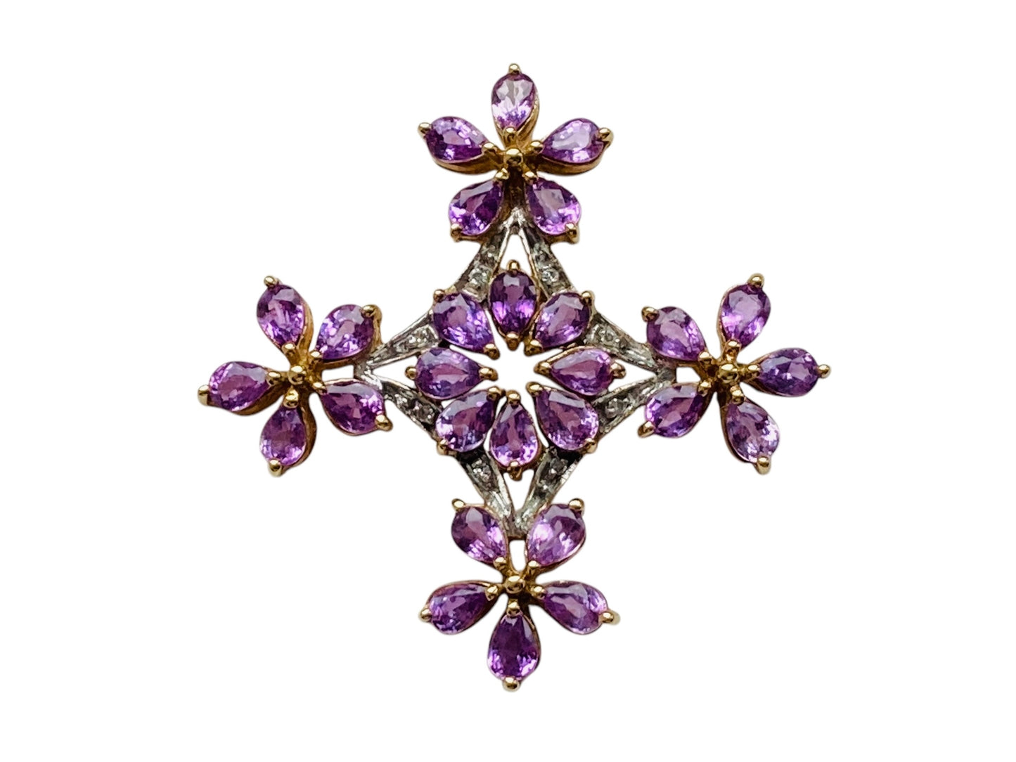 9ct Gold Amethyst & Diamond Pendant