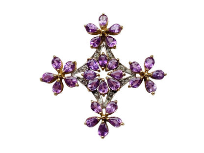 9ct Gold Amethyst & Diamond Pendant