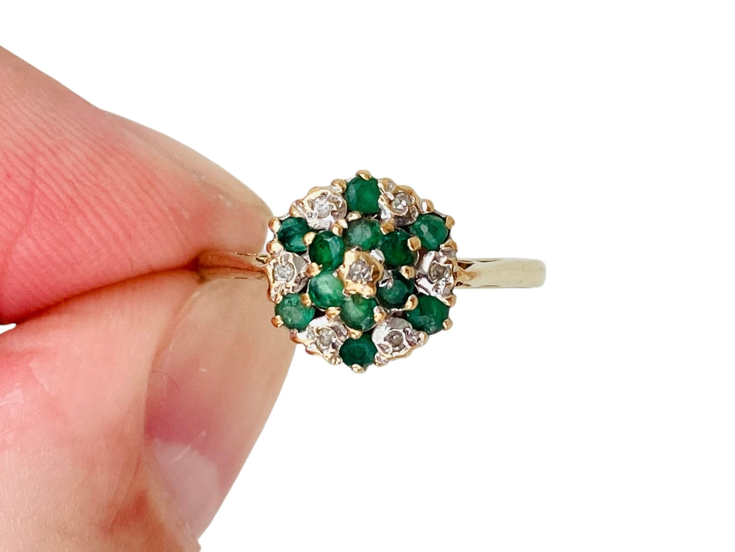 9ct Gold Emerald & Diamond Ring