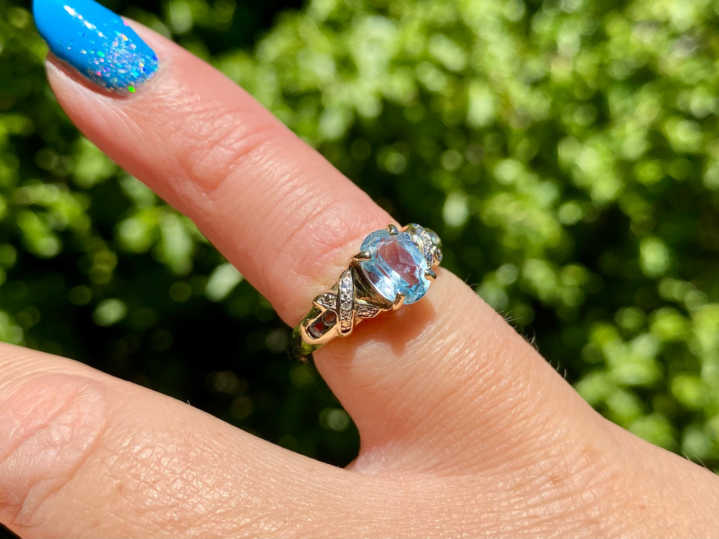 9ct Gold Topaz & Diamond Ring