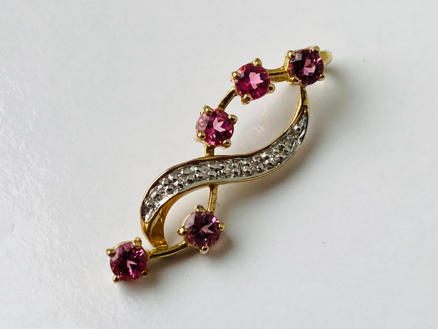 9ct Gold Pink Spinel & Diamond Pendant