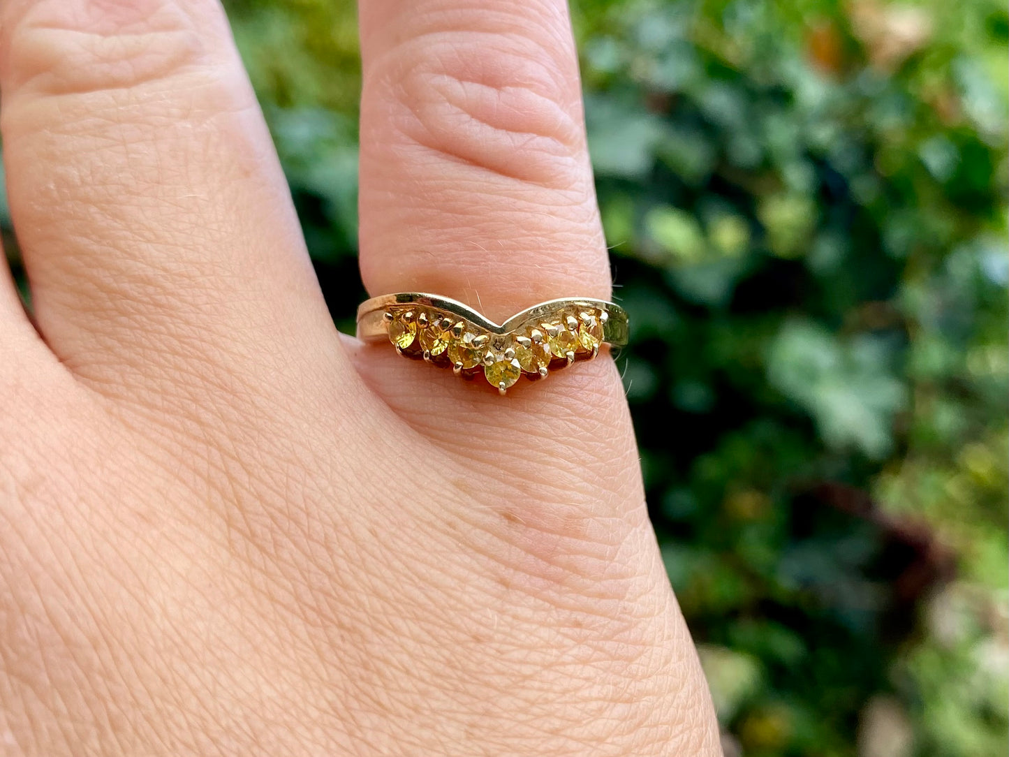 9ct Gold Yellow Sapphire Wishbone Ring
