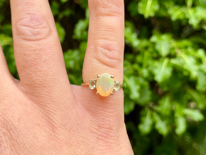 9ct Gold Opal & Tourmaline Ring