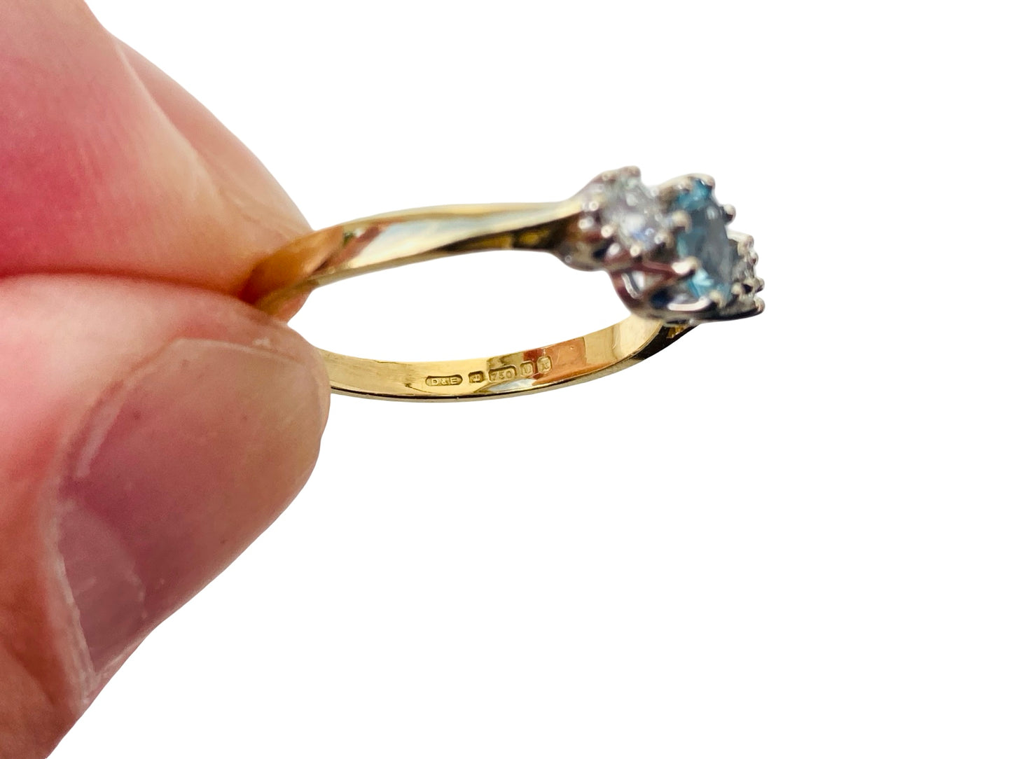 Vintage 18ct Gold Aquamarine Diamond Ring