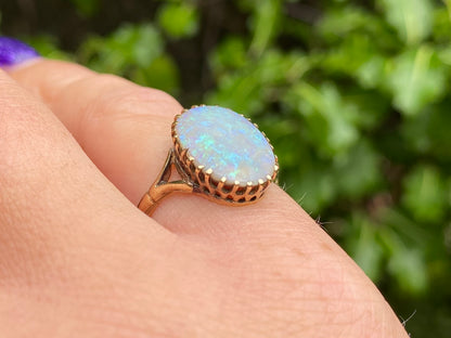 Antique 9ct Gold Opal Doublet Ring