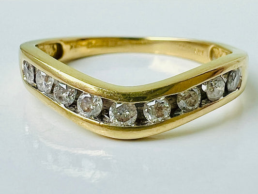 18ct Gold Diamond Wishbone/Chevron Ring