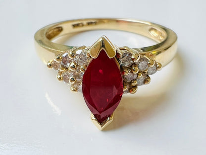 14ct Gold Ruby & Diamond Ring