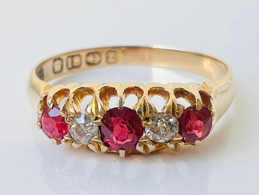 Antique 18ct Gold Ruby & Diamond Ring