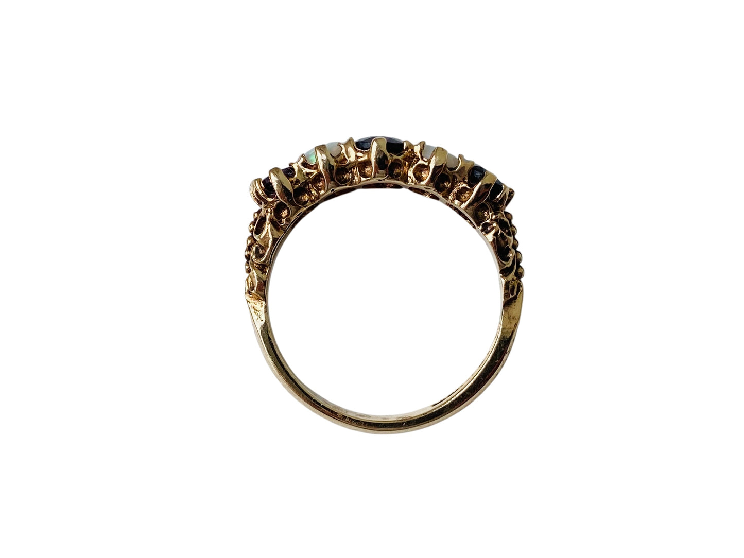Vintage 9ct Gold Opal & Garnet Ring