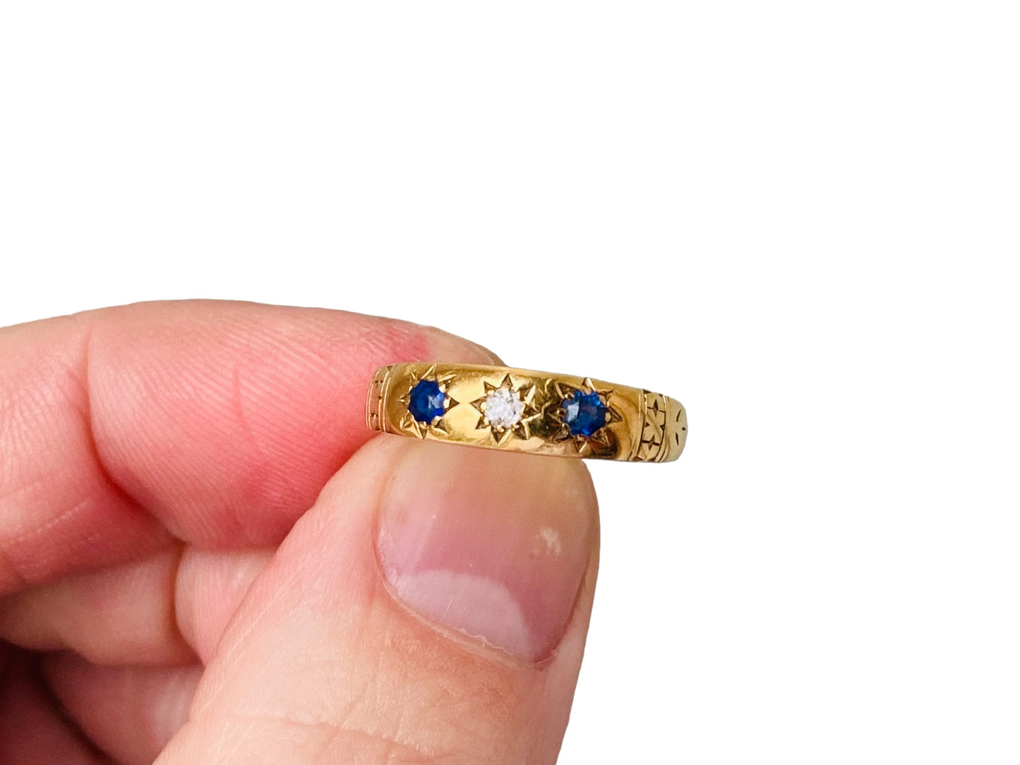 Antique 18ct Gold Sapphire & Diamond Ring