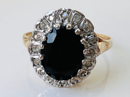 Vintage 9ct Gold Sapphire & Diamond Ring